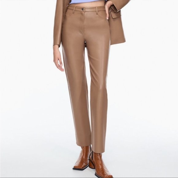 Aritzia Wilfred the Melina Vegan leather tan / camel pants size 6 - Picture 16 of 16